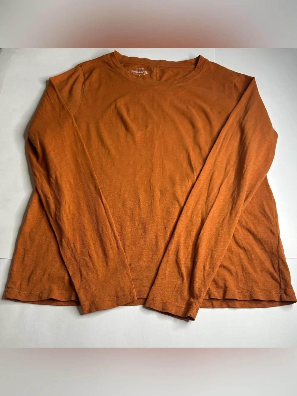J. Crew Girlfriend Tee Long Sleeve Crewneck Top Autumncore Sz L Preppy Earthy